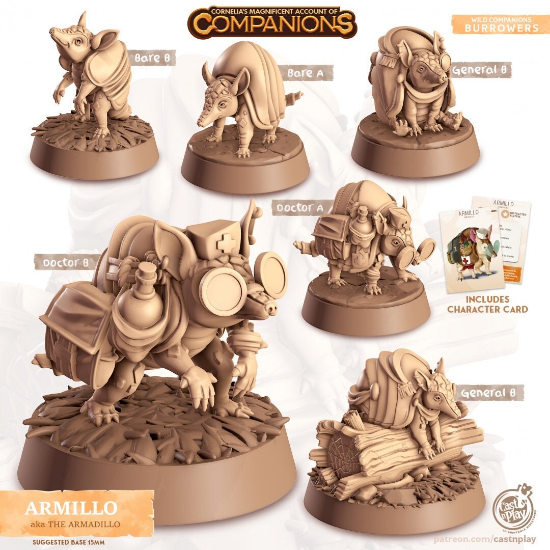 Armillo - dnd Armadillo mini - Cast N Play, Burrower, Friend, Wizard Familiar, Animal Companion, Ranger, Druid Form, Doctor, General-1