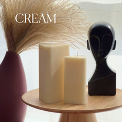 Ribbed Triangular Pillar Soy Wax Candle Set | Unscented Decorative Candles-3