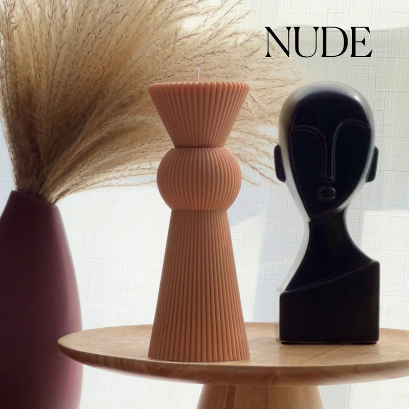 Ribbed Soy Wax Pillar Candle: Chess Figure, Home Decor-2