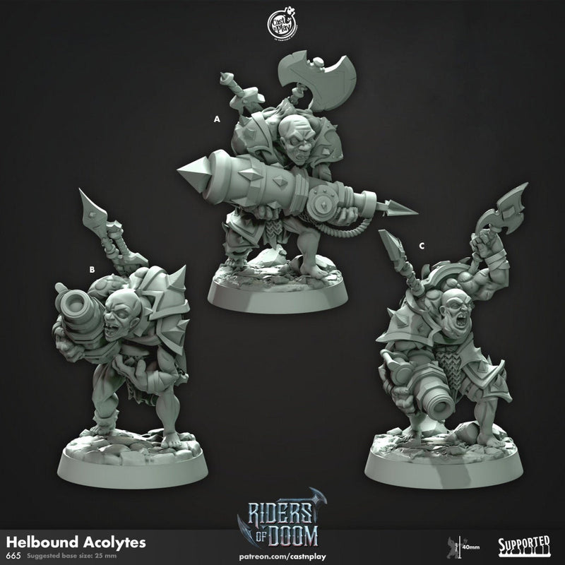 Hellbound Acolyte - dnd miniature - Cast N Play Riders of Doom - Wargaming, Human, Cannon, Artillery, Fighter, Undead, Barbarian, Chaos-1