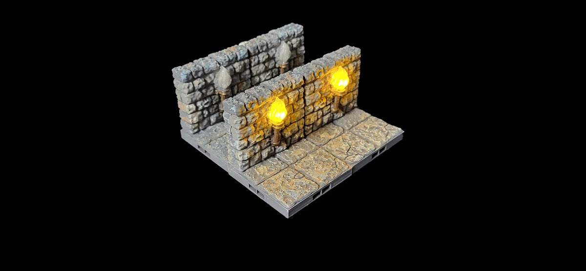 MAGNETIC LED Dungeon Torch Walls - Dungeon Theme | Painted Tabletop Terrain | Dungeons And Dragons, D&D, Pathfinder, Wargaming Dragonlock-1