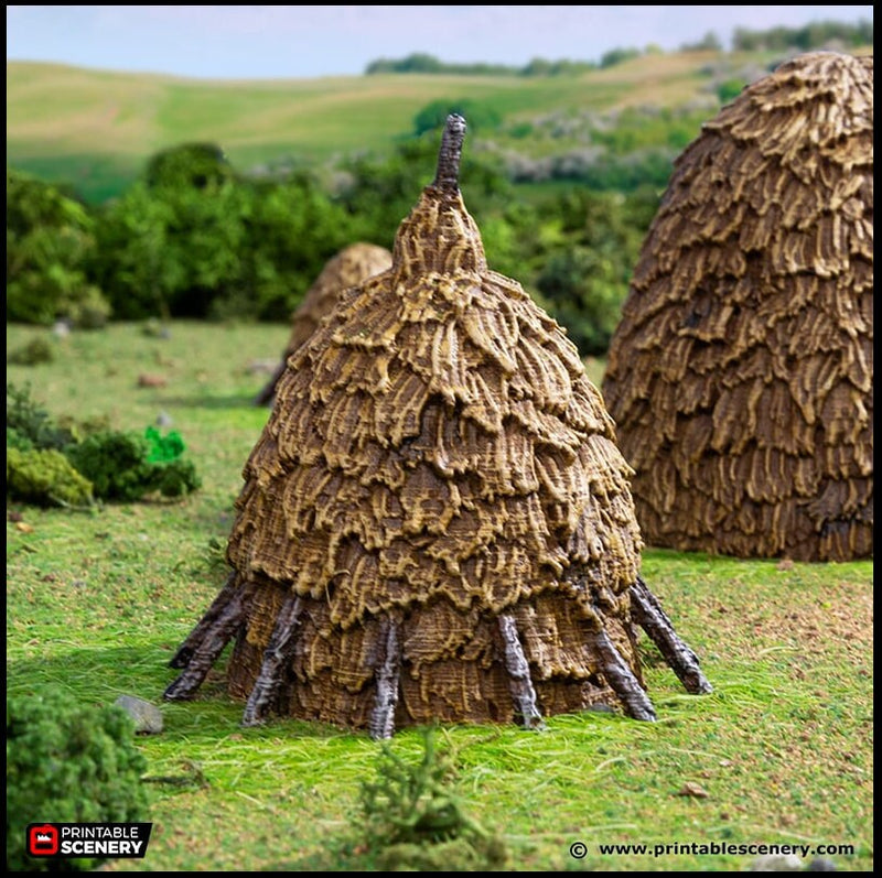 Haystacks - King and Country, DnD, Pathfinder, 15mm, 28mm, 32mm, wargaming terrain, scatter scenery D&D medieval village, farm, cart, hay-5