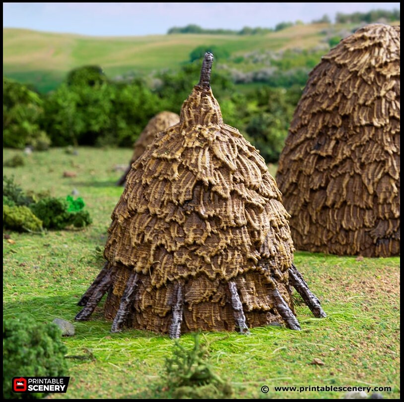 Haystacks - King and Country, DnD, Pathfinder, 15mm, 28mm, 32mm, wargaming terrain, scatter scenery D&D medieval village, farm, cart, hay-5