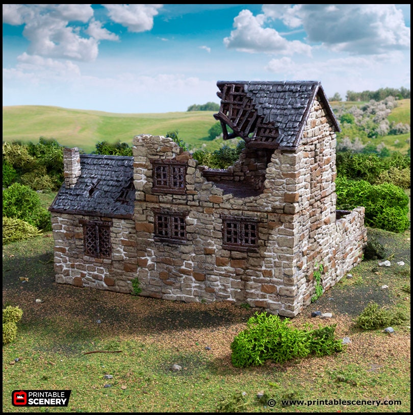 Ruined Stonestreet Bakers - King and Country, DnD, Pathfinder, 15mm, 28mm, 32mm, wargaming terrain, scatter scenery D&D medieval village-6
