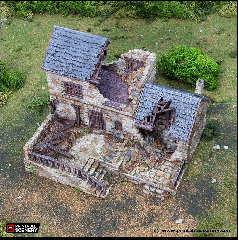 Ruined Stonestreet Bakers - King and Country, DnD, Pathfinder, 15mm, 28mm, 32mm, wargaming terrain, scatter scenery D&D medieval village-4