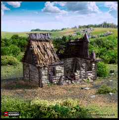 Ruined Norman Stone Barn - King and Country, DnD, Pathfinder, 15mm, 28mm, 32mm, wargaming terrain, scatter scenery D&D farm, fields, village-4