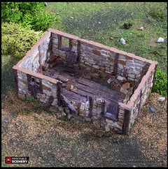 Ruined Norman Stone Barn - King and Country, DnD, Pathfinder, 15mm, 28mm, 32mm, wargaming terrain, scatter scenery D&D farm, fields, village-3