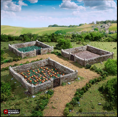 Farm Fields Set - King and Country, DnD, Pathfinder, 15mm, 28mm, 32mm, wargaming terrain, scenery D&D farm, crops, pumpkin, medieval village-2