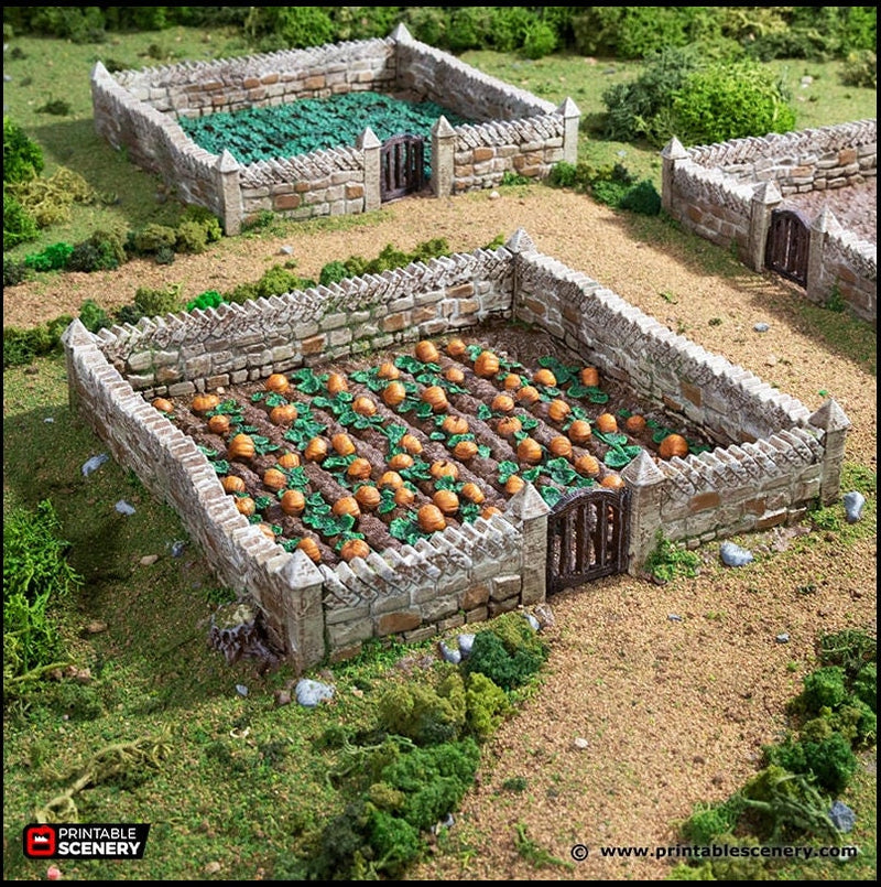Farm Fields Set - King and Country, DnD, Pathfinder, 15mm, 28mm, 32mm, wargaming terrain, scenery D&D farm, crops, pumpkin, medieval village-5