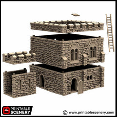 Norman Square Keep - King and Country, DnD, Pathfinder, 15mm, 28mm, 32mm, wargaming terrain, scenery D&D fort, base, castle, stone, medieval-2