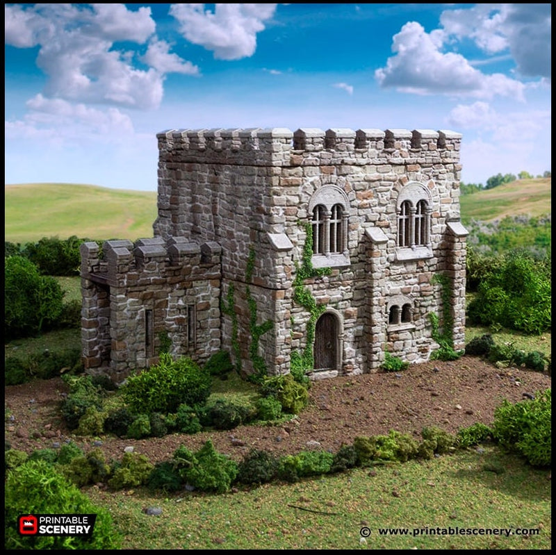 Norman Square Keep - King and Country, DnD, Pathfinder, 15mm, 28mm, 32mm, wargaming terrain, scenery D&D fort, base, castle, stone, medieval-1