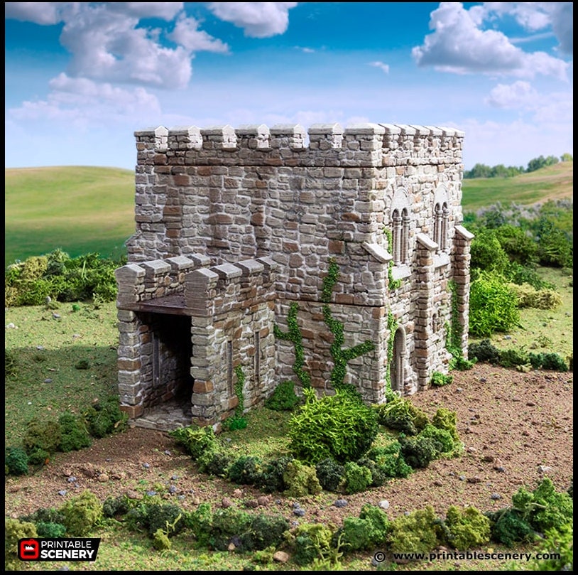 Norman Square Keep - King and Country, DnD, Pathfinder, 15mm, 28mm, 32mm, wargaming terrain, scenery D&D fort, base, castle, stone, medieval-8