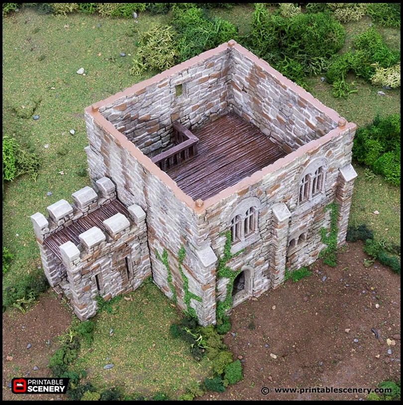 Norman Square Keep - King and Country, DnD, Pathfinder, 15mm, 28mm, 32mm, wargaming terrain, scenery D&D fort, base, castle, stone, medieval-4