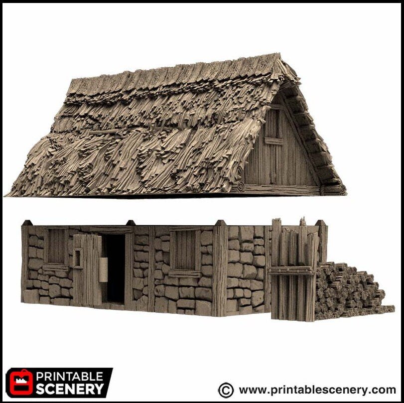 Norman Stone Barn - King and Country, DnD, Pathfinder, 15mm, 28mm, 32mm, wargaming terrain, scenery D&D farm, crops, medieval village, town-2