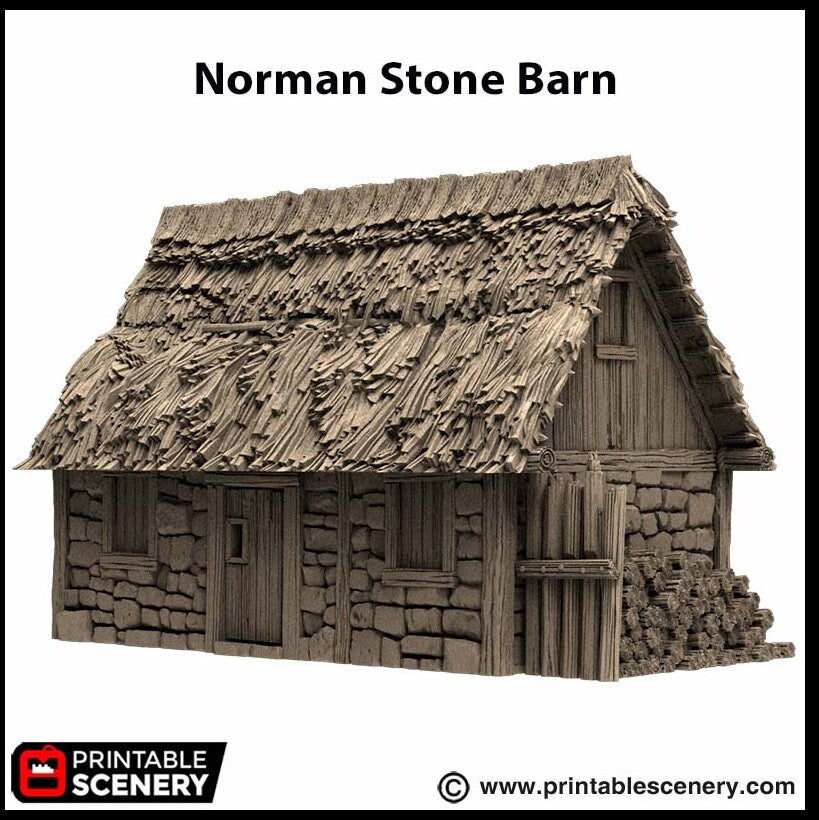 Norman Stone Barn - King and Country, DnD, Pathfinder, 15mm, 28mm, 32mm, wargaming terrain, scenery D&D farm, crops, medieval village, town-3