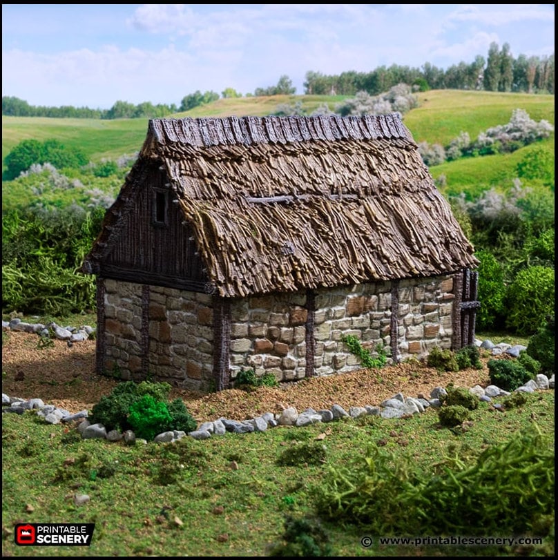 Norman Stone Barn - King and Country, DnD, Pathfinder, 15mm, 28mm, 32mm, wargaming terrain, scenery D&D farm, crops, medieval village, town-7