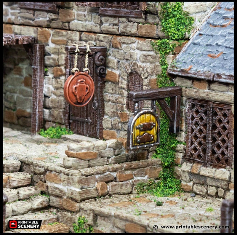 Town Trade Signs - King and Country, DnD, Pathfinder, 15mm, 28mm, 32mm, wargaming terrain, scenery D&D shop, merchant, smithy, farm, inn-4