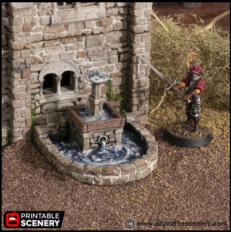 Town Fountains - King and Country, DnD, Pathfinder, 15mm, 28mm, 32mm, wargaming terrain, scenery D&D shop, medieval village, square, town-5