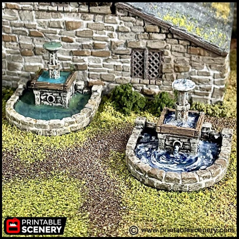 Town Fountains - King and Country, DnD, Pathfinder, 15mm, 28mm, 32mm, wargaming terrain, scenery D&D shop, medieval village, square, town-3