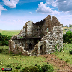 Ruined Norman Stone Manor - King and Country, DnD, Pathfinder, 15mm, 28mm, 32mm, wargaming terrain, scenery D&D, medieval village, castle-1