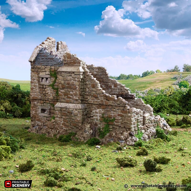 Ruined Norman Stone Manor - King and Country, DnD, Pathfinder, 15mm, 28mm, 32mm, wargaming terrain, scenery D&D, medieval village, castle-6