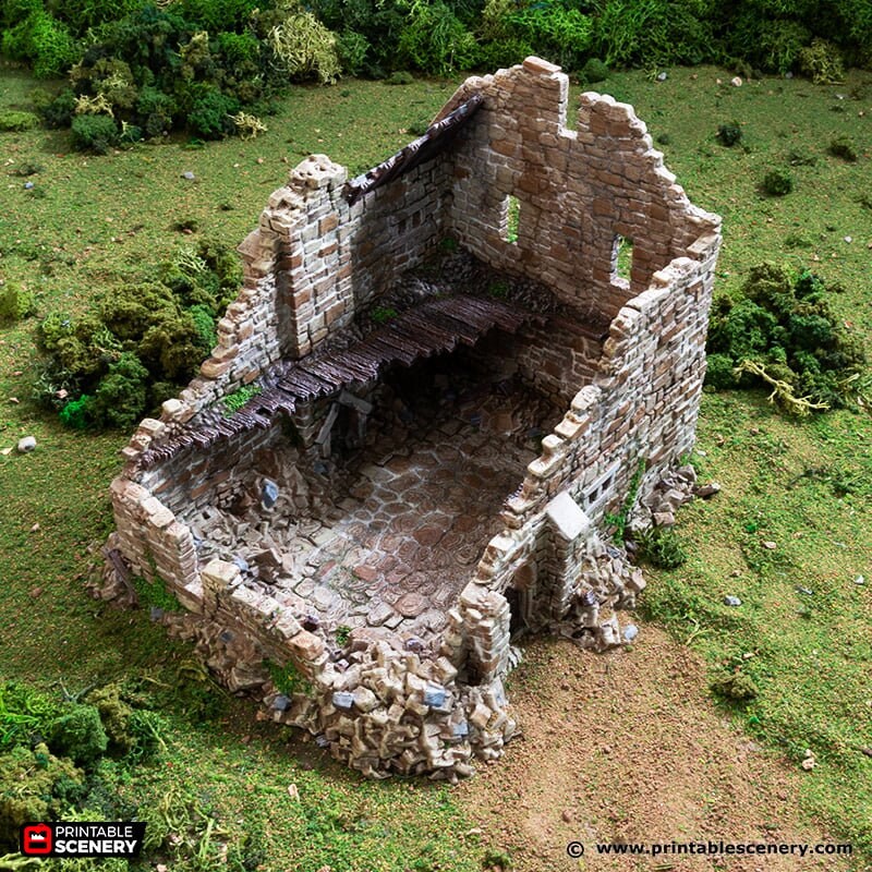 Ruined Norman Stone Manor - King and Country, DnD, Pathfinder, 15mm, 28mm, 32mm, wargaming terrain, scenery D&D, medieval village, castle-4