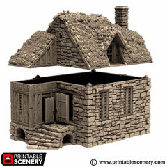 Barlyway Cottage - King and Country, DnD, Pathfinder, 15mm, 28mm, 32mm, wargaming terrain, scenery D&D, medieval village, house, home-3
