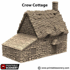 Crow Cottage - King and Country, DnD, Pathfinder, 15mm, 28mm, 32mm, wargaming terrain, scenery D&D, medieval village, house, home, town-4