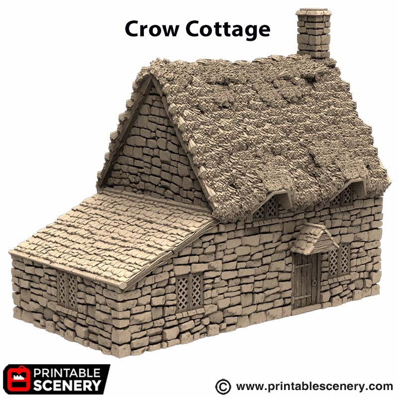 Crow Cottage - King and Country, DnD, Pathfinder, 15mm, 28mm, 32mm, wargaming terrain, scenery D&D, medieval village, house, home, town-4