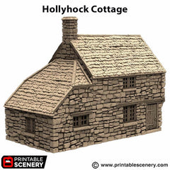 Hollyhock Cottage - King and Country, DnD, Pathfinder, 15mm, 28mm, 32mm, wargaming terrain, scenery D&D, medieval village, house, home, town-3