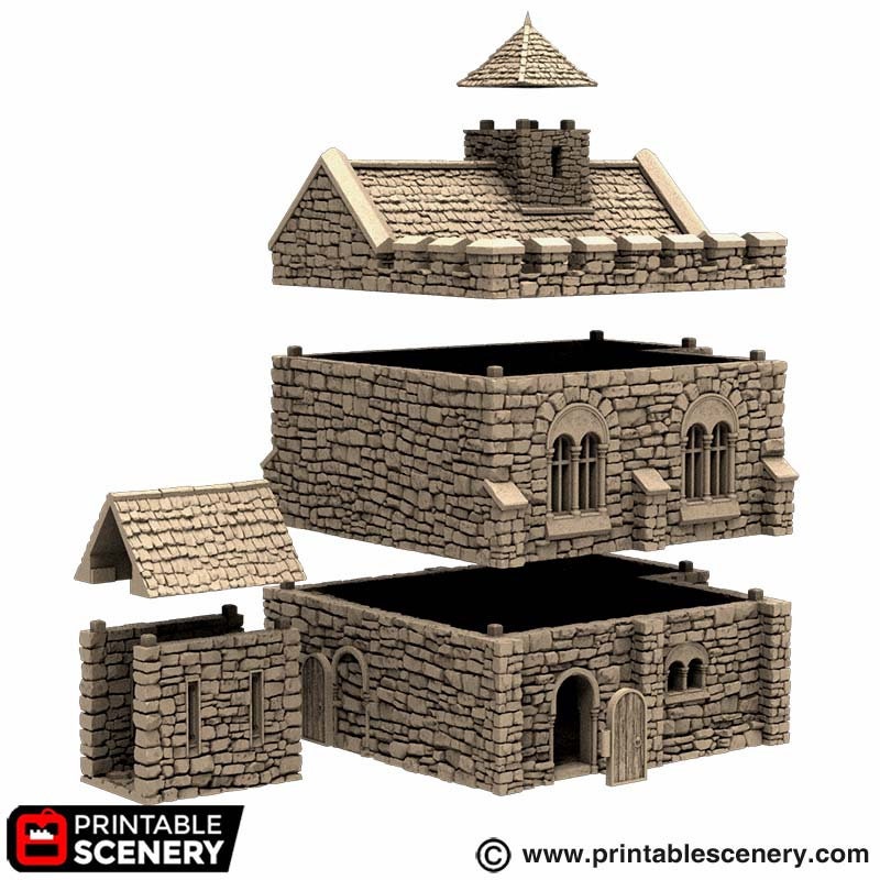 Norman Stone Keep - King and Country, DnD, Pathfinder, 15mm, 28mm, 32mm, wargaming terrain, scenery D&D, medieval castle, fort, village-3