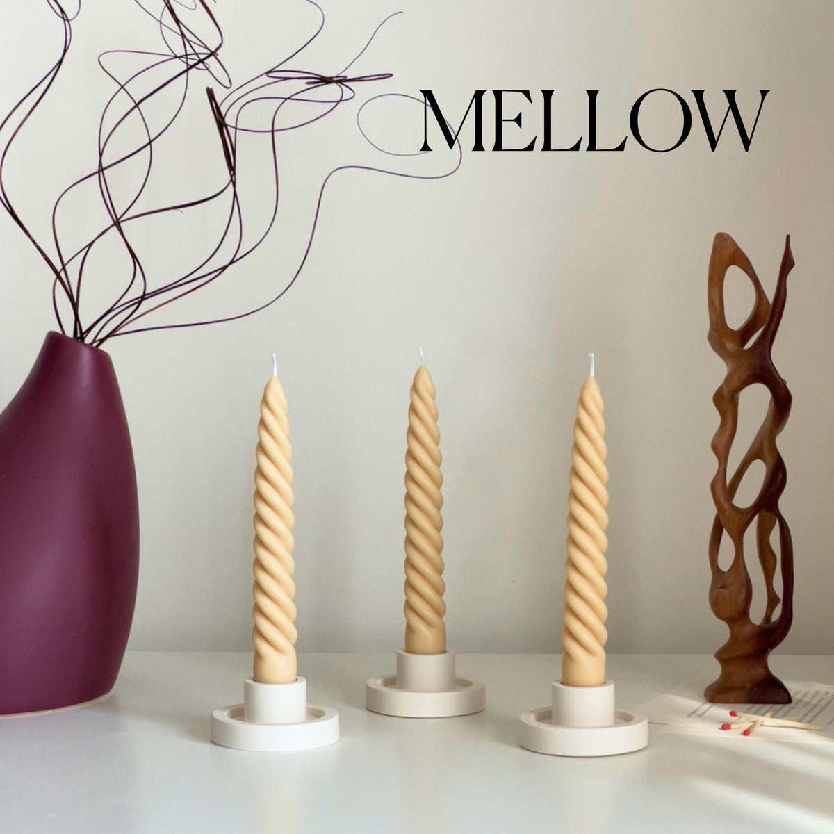 Handmade Twisted Taper Candle: Pastel Dinner Table Decor-4