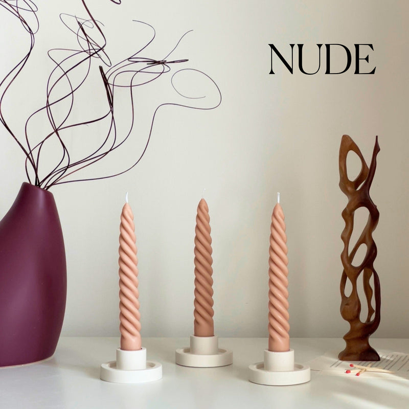 Handmade Twisted Taper Candle: Pastel Dinner Table Decor-2