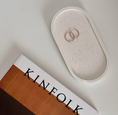 Handmade Jesmonite Oval Trinket Tray: Scandi Home Decor-3