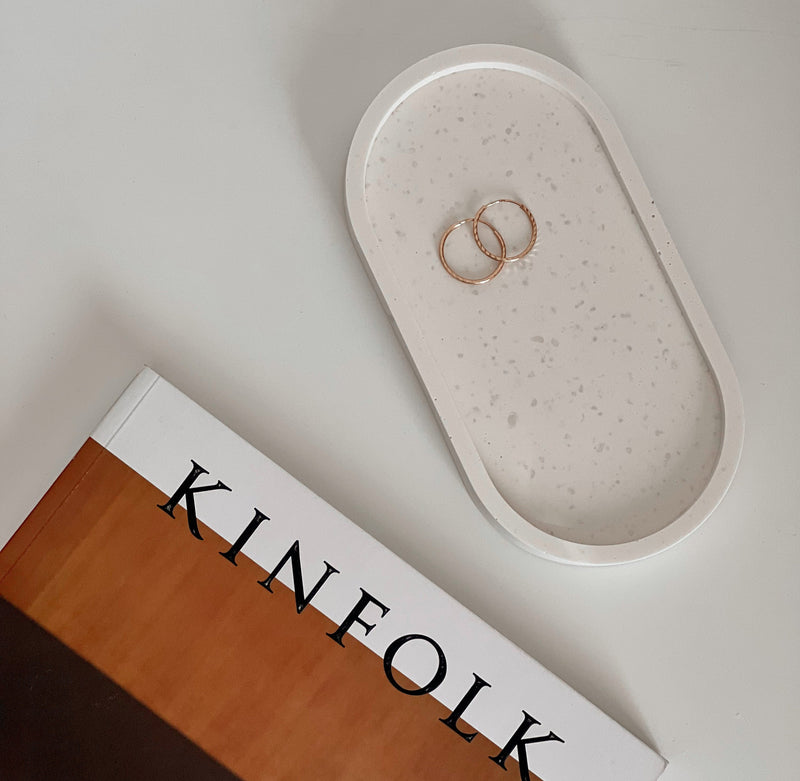 Handmade Jesmonite Oval Trinket Tray: Scandi Home Decor-3
