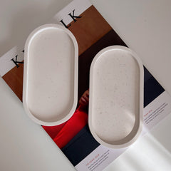 Handmade Jesmonite Oval Trinket Tray: Scandi Home Decor-4