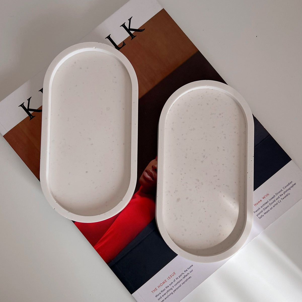 Handmade Jesmonite Oval Trinket Tray: Scandi Home Decor-4