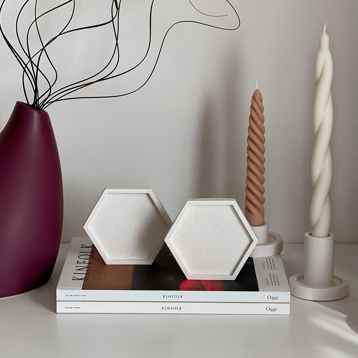 Hexagon Jesmonite Trinket Tray: Scandi Home Decor-1