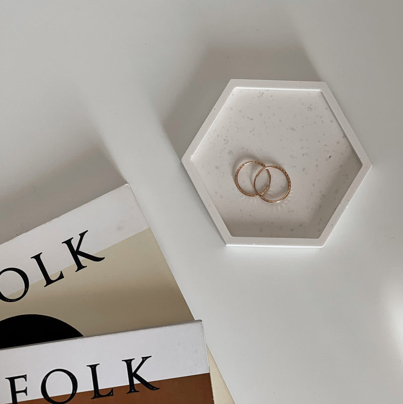 Hexagon Jesmonite Trinket Tray: Scandi Home Decor-2