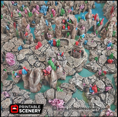 Crystal Stone Floors 7pc set | DnD Terrain Scatter Dungeon Tiles Platform Printable Scenery Fantasy Tabletop Game 3D Printed TTRPG Diorama-4