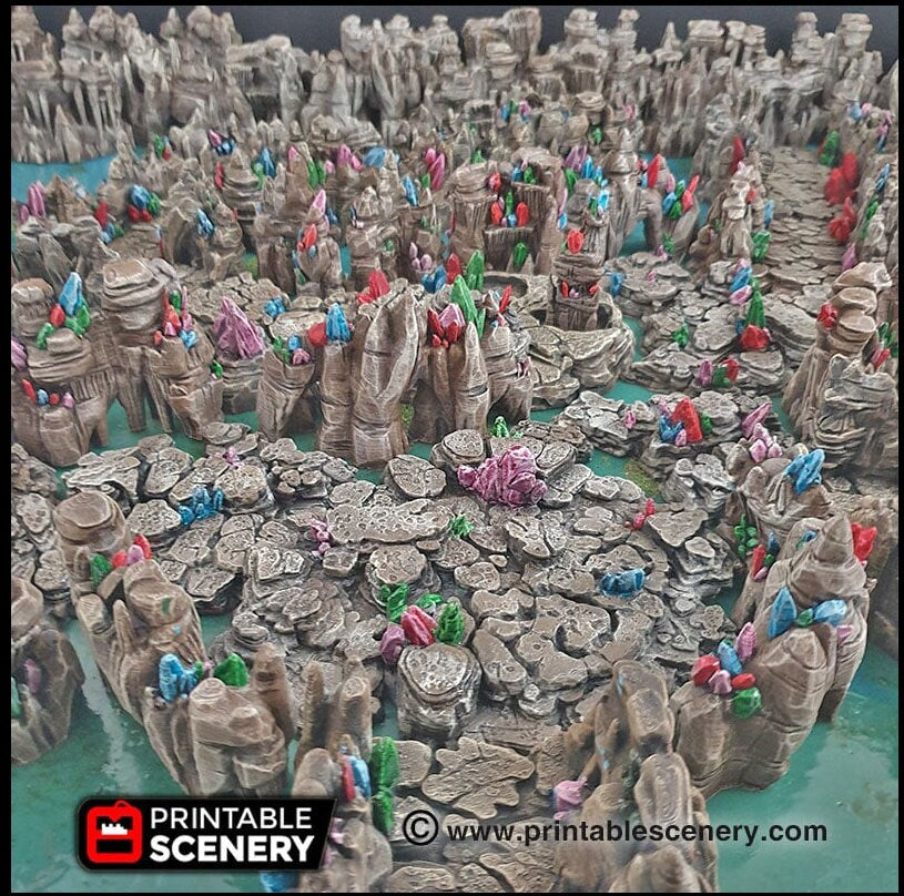 Crystal Stone Floors 7pc set | DnD Terrain Scatter Dungeon Tiles Platform Printable Scenery Fantasy Tabletop Game 3D Printed TTRPG Diorama-5