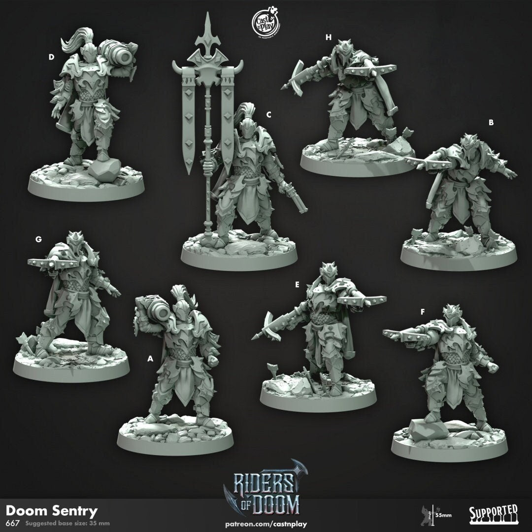 Doom Sentry - dnd miniature - Cast N Play Riders of Doom - Wargaming, Human, Male, Fighter, Barbarian, Ranger, Chaos, Evil, Undead, Melee