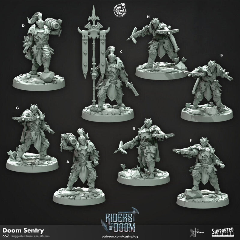 Doom Sentry - dnd miniature - Cast N Play Riders of Doom - Wargaming, Human, Male, Fighter, Barbarian, Ranger, Chaos, Evil, Undead, Melee-1