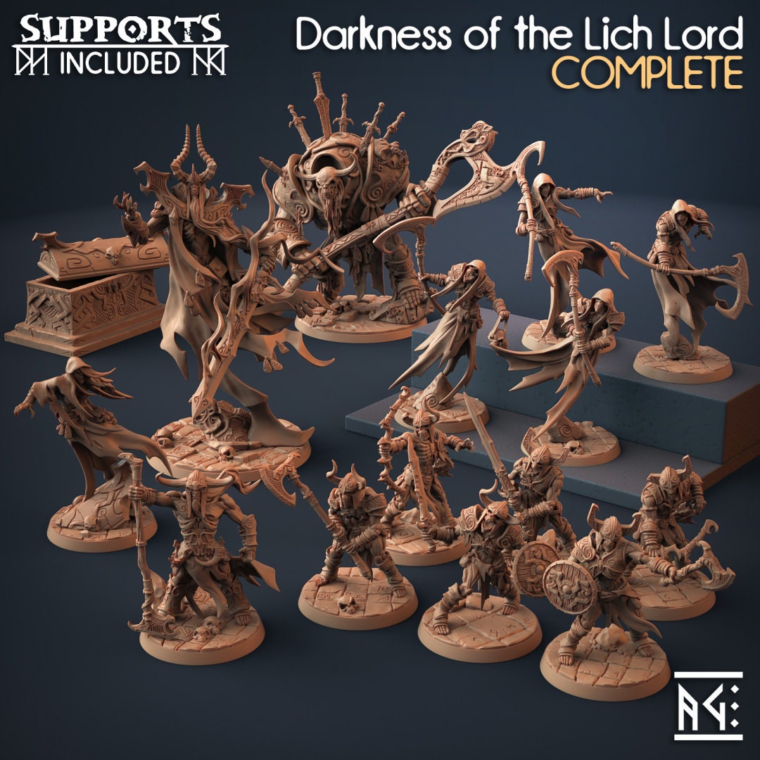 DnD 20 Miniature Encounter Set - Darkness of the Lich Lord - Artisan Guild mini, D&D, Skeleton, Monster, Undead, Necromancer, Pathfinder-1