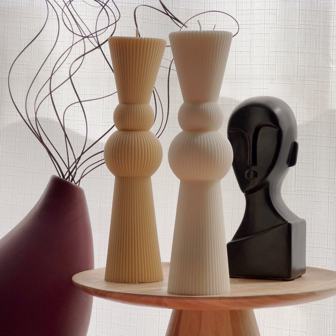Big Chess Pillar Candle: Ribbed Soy Wax Decorative Candle-1
