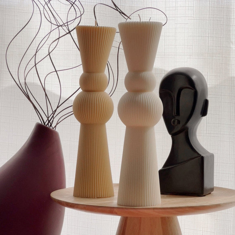 Big Chess Pillar Candle: Ribbed Soy Wax Decorative Candle-1