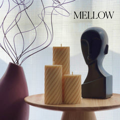 Soy Wax Ribbed Swirl Pillar Candle Set | Unscented Decorative Candles-5