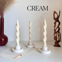 Handmade Twisted Soy Wax Taper Candle: Pastel Dinner Decor-3