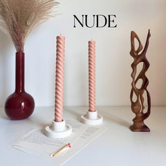 Tall Twisted Soy Wax Taper Candle: Handmade Pastel Decor-2