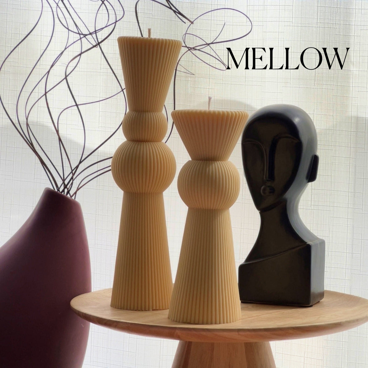 Soy Wax Chess Pillar Candle Set | Ribbed Decorative Candles-4
